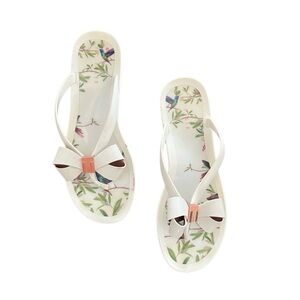Ted Baker Sandals Women's 41 10.5 Suszie White Jelly Bow Flip Flop Slide